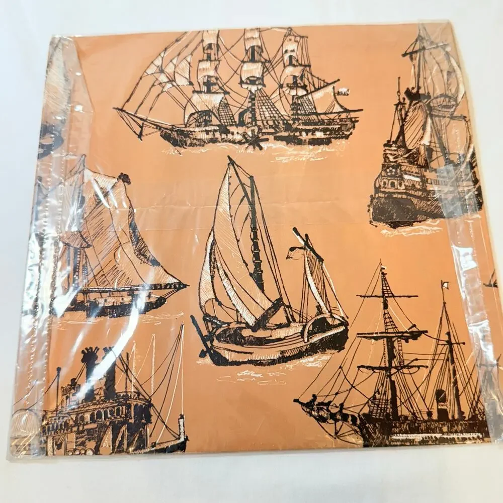 2 Packages Of Vintage Nautical Ships Themed Gift Wrap with 2 Sheets Each